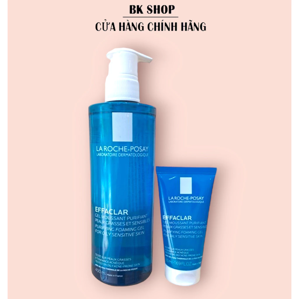 [Hàng Pháp] Sữa rửa mặt La Roche Posay cho da dầu, da mụn Effaclar Purifying Foaming Gel 50ml và 400ml