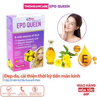 Bổ sung nội tiết tố nữ EPO QUEEN giúp đẹp da, cải thiện thời kỳ tiền mãn kinh từ dầu hoa anh thảo - Hộp 30v Thomsoncare