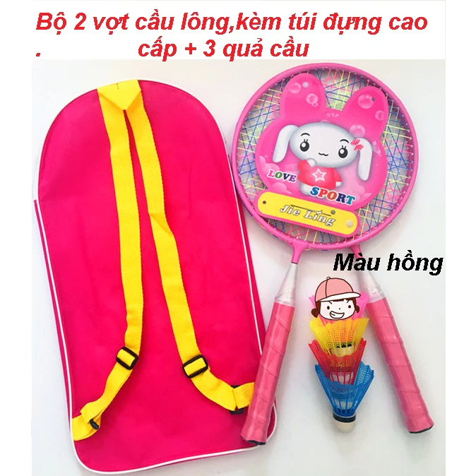 BỘ 2 VỢT CẦU LÔNG CAO CẤP CHO BÉ + Tặng kèm 3 quả cầu
