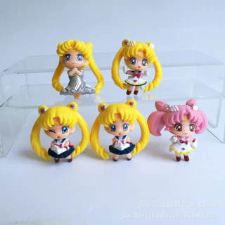 Mô hình nhân vật thùy thủ mặt trăng Sailor Moon - set 5 chibi cao 6cm nặng 100g cực đáng yêu