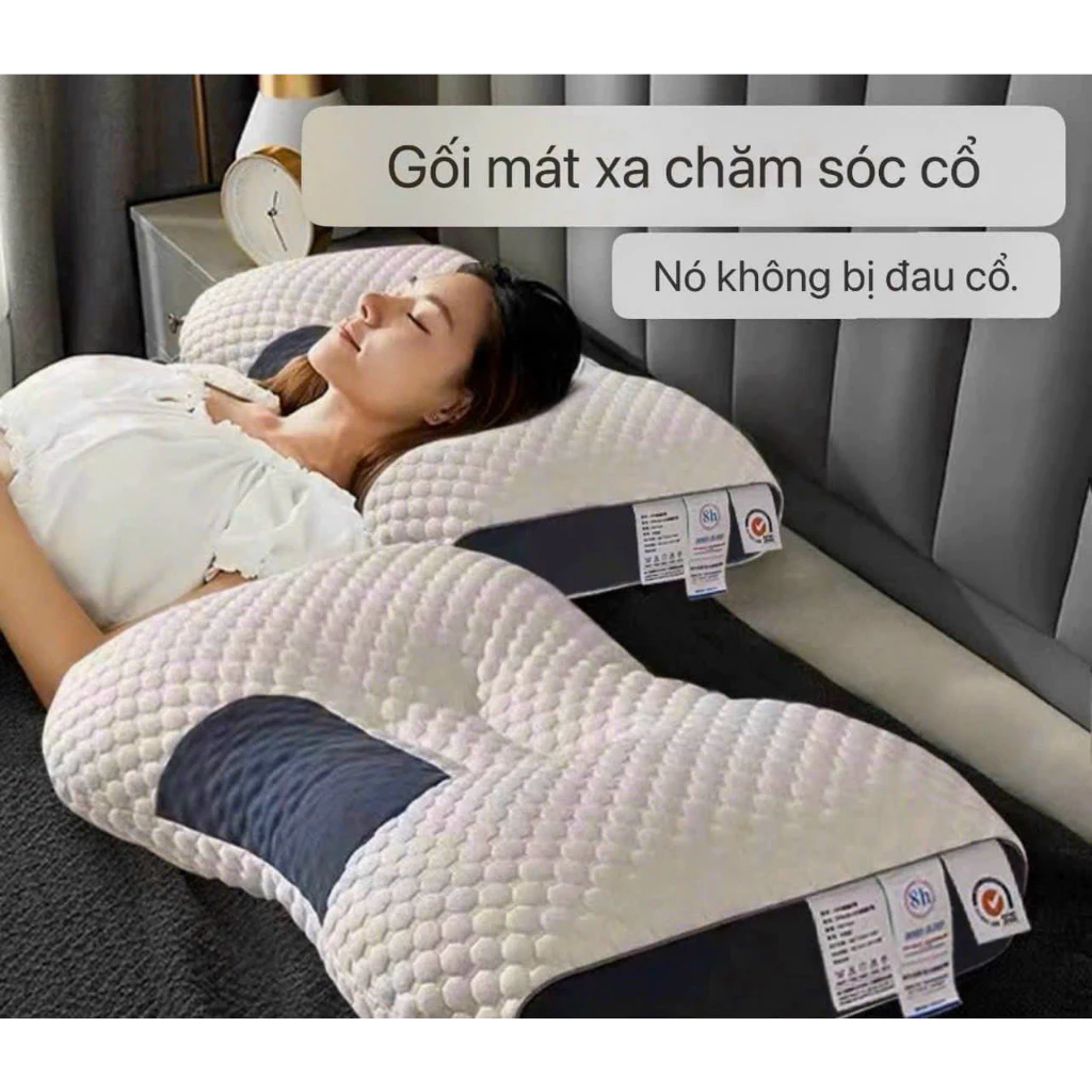 Gối Ngủ HOHO - Chống đau mỏi cổ vai gáy-Thiết kế nằm ngửa và nằm nghiêng , Hạn chế ngáy, Ngủ ngon hơn (GDH)