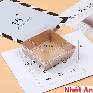 Hộp giấy kraft vuông nắp nhựa E118 - set 50 cái