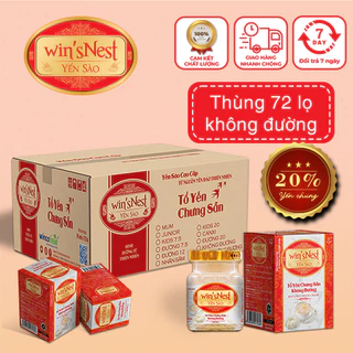 Thùng 72 lọ Yến sào win'sNest 20% tổ yến chưng sẵn không đường lọ 70ml