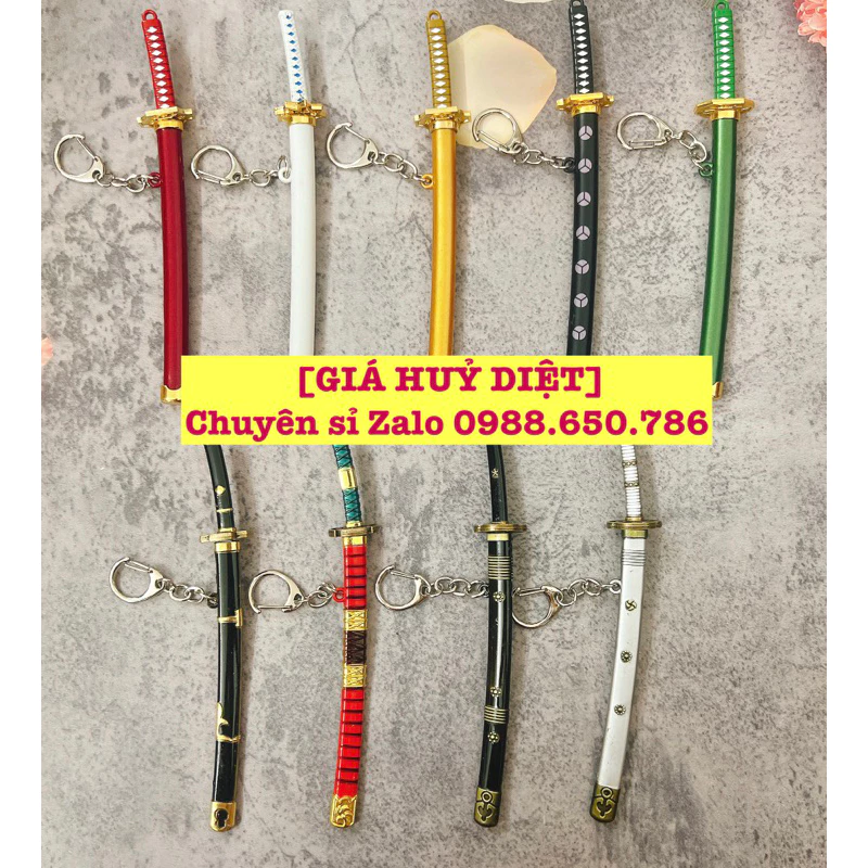 Móc khoá Katana Kim loại k rỉ, kiếm của Roronoa Zoro trong One Piece on