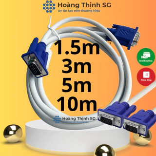 Dây Cáp VGA Trắng dài 1,5M , 5M, 10M chống nhiểu dùng cho tivi, màn hình vi tính