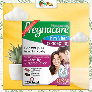 Viên uống tăng khả năng thụ thai Pregnacare Him & Her cho cả nam và nữ 60 viên Anh