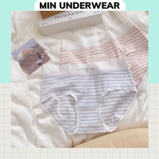 Quần Lót Nữ Cotton Tăm Gấu Kẻ Dễ Thương Mềm Mịn Co Giản Thoải Mái Min Underwear 367250