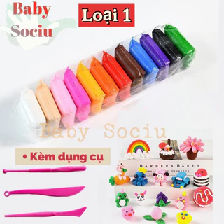 Combo 12 màu dất sét siêu nhẹ tự khô.Loại đẹp 28cm/kèm dụng cụ/Softclay nặn hình, làm Butter slime