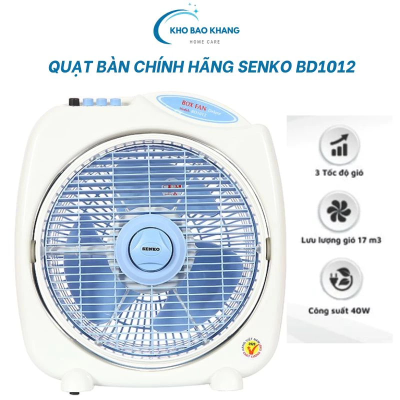 Quạt hộp Senko BD-1012 sải cánh 25 cao 40cm - quạt để bàn dễ dàng di chuyển