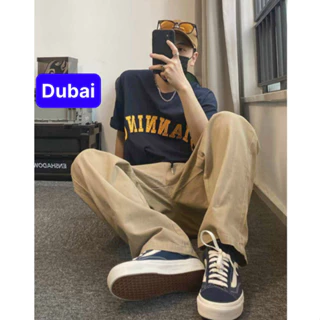 Quần baggy kaki nam nữ - Kiểu quần ống rộng co giãn basic unisex phong cách sành điệu vip pro - Dubai Fashion