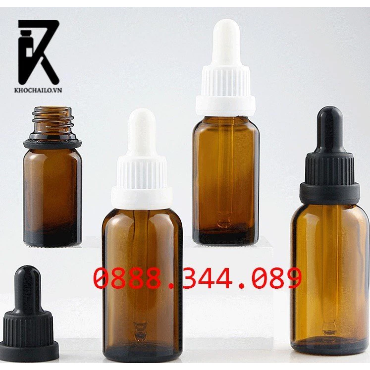 Chai thủy tinh,tinh dầu,serum nâu khoen đen sọc to,trắng sọc to ống thủy tinh 5ml,10ml,15ml,20ml,30ml,50ml,100ml