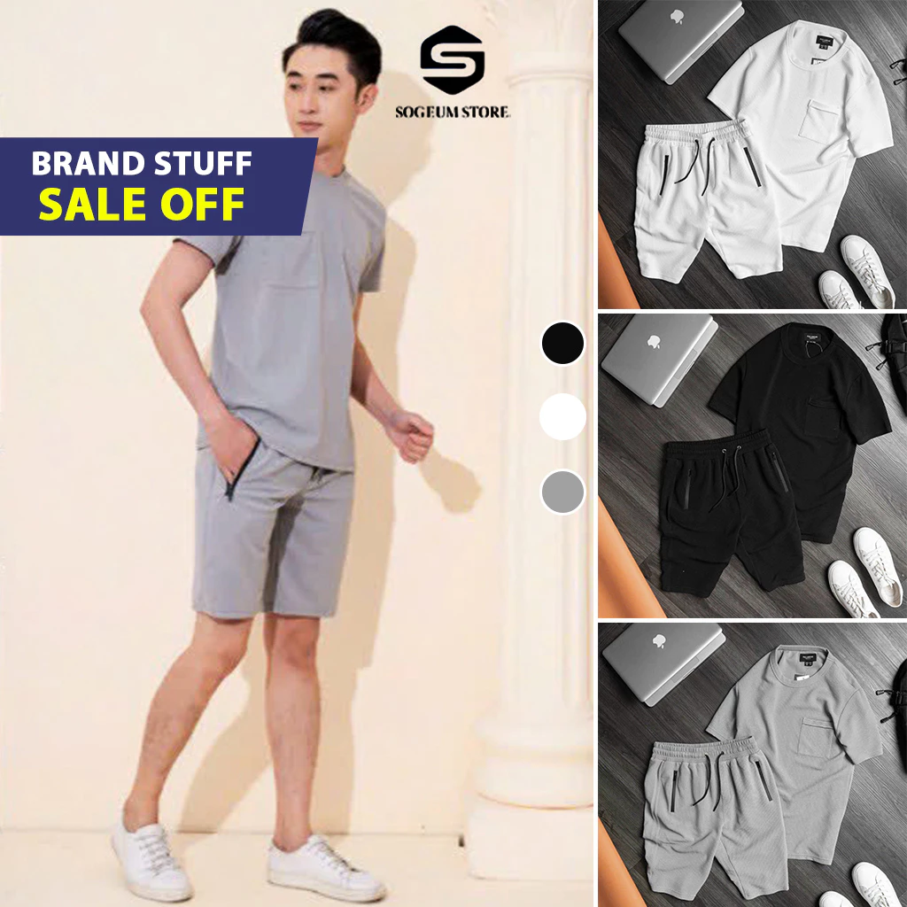 Bộ Thể Thao Nam mùa hè mặc ở nhà chất Cotton Xốp NGô siêu xịn, Đồ Bộ Nam Quần Áo mùa hè cộc tay Sogeum Store