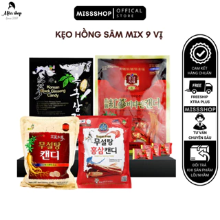 KẸO HỒNG SÂM MIX 9 VỊ HẮC SÂM-HỒNG SÂM-SÂM ĐỎ-SÂM TRẮNG HÀN QUỐC MẪU MỚI