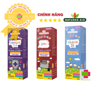 Vitamin Natures Aid Mini Drops Immune Plus, Anh (50ml giọt) giúp tăng đề kháng cho bé từ sơ sinh