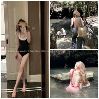 THE2001STORE | Bikini một mảnh đính hoa hở lưng, Bodysuit hai dây khoét lưng, đồ bơi sexy