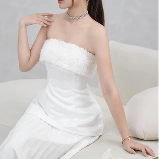 [GIẢM 35K CHỈ 3 NGÀY 17-20/10] Áo ống dáng peplum viền ngực vân nổi sang chảnh