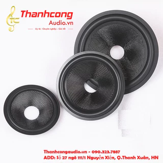 Màng loa âm thanh sợi carbon, cạnh cao su màu đen: 4 inch 5 inch 6,5 inch