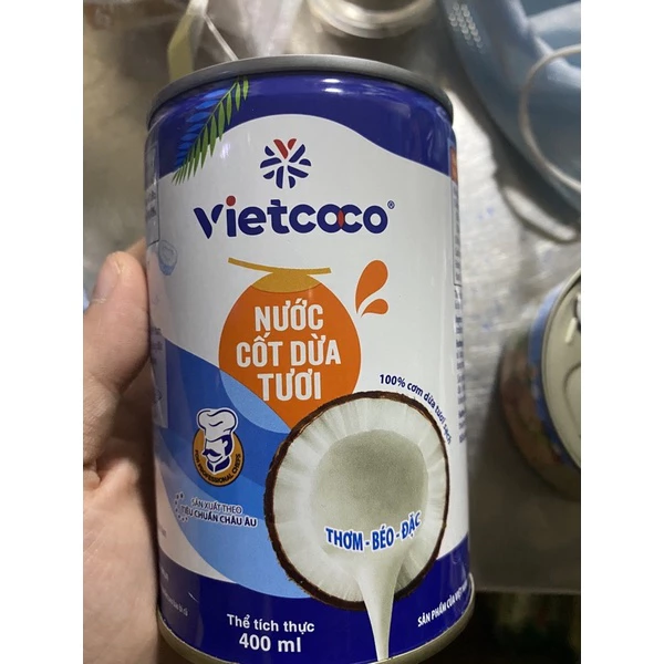 Nước cốt dừa Vietcoco 22% độ béo lon 400ml - 160ml đậm đặc