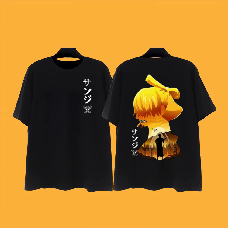 Áo anime one piece Sanji nam nữ Áo thun one piece Sanji thun cotton unisex co giãn thoáng mát màu đen trắng