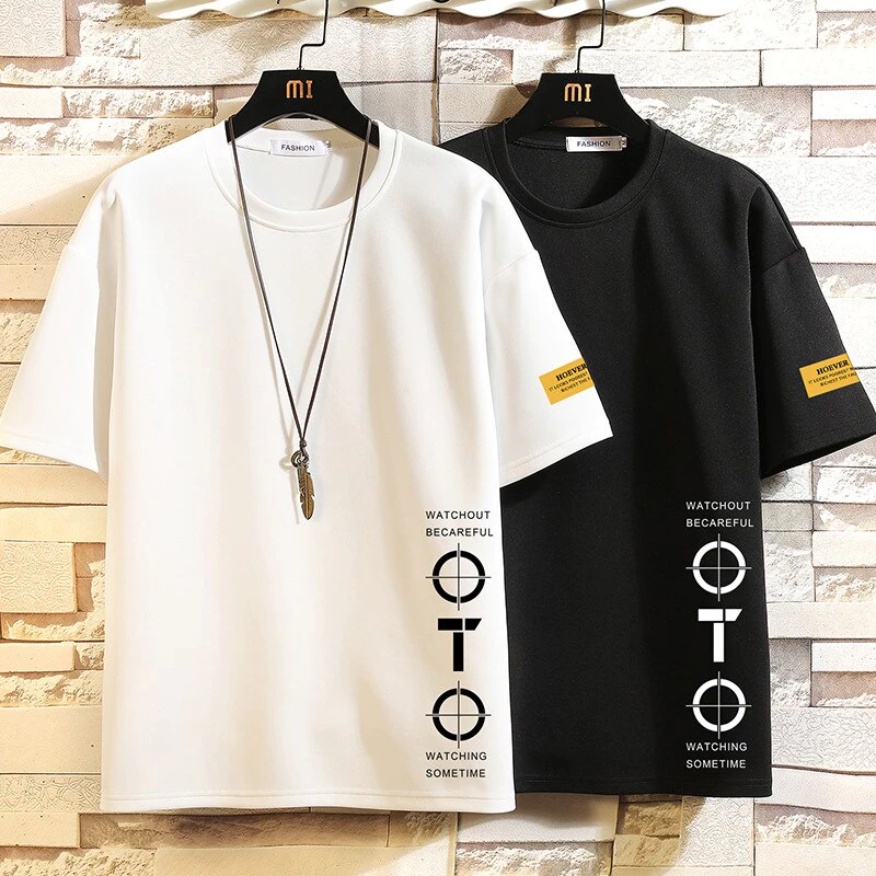 Áo thun nam tay lỡ HappyFamily mẫu form rộng in chữ OTO Watchout Becarful chất vải cotton 100 cao cấp