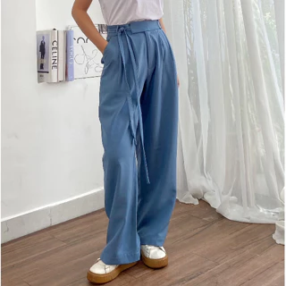 Quần culottes cạp cao dây eo hông