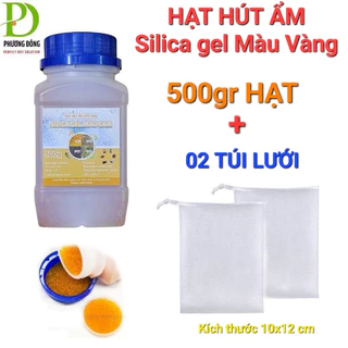 Hộp 500g Hạt hút ẩm CAM ( vàng ) tốt nhất cho máy ảnh tặng kèm 2 túi đựng hạt chuyên dụng