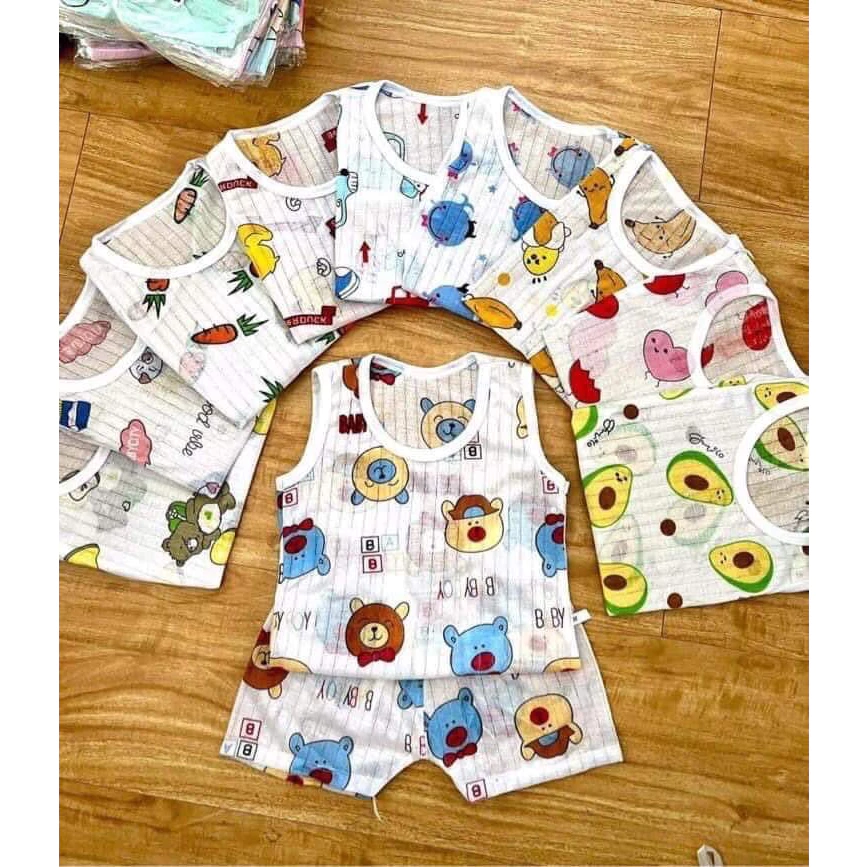 Bộ ba lỗ cotton giấy thoáng mát mẫu mới nhất cho bé trai và bé gái 5-16kg