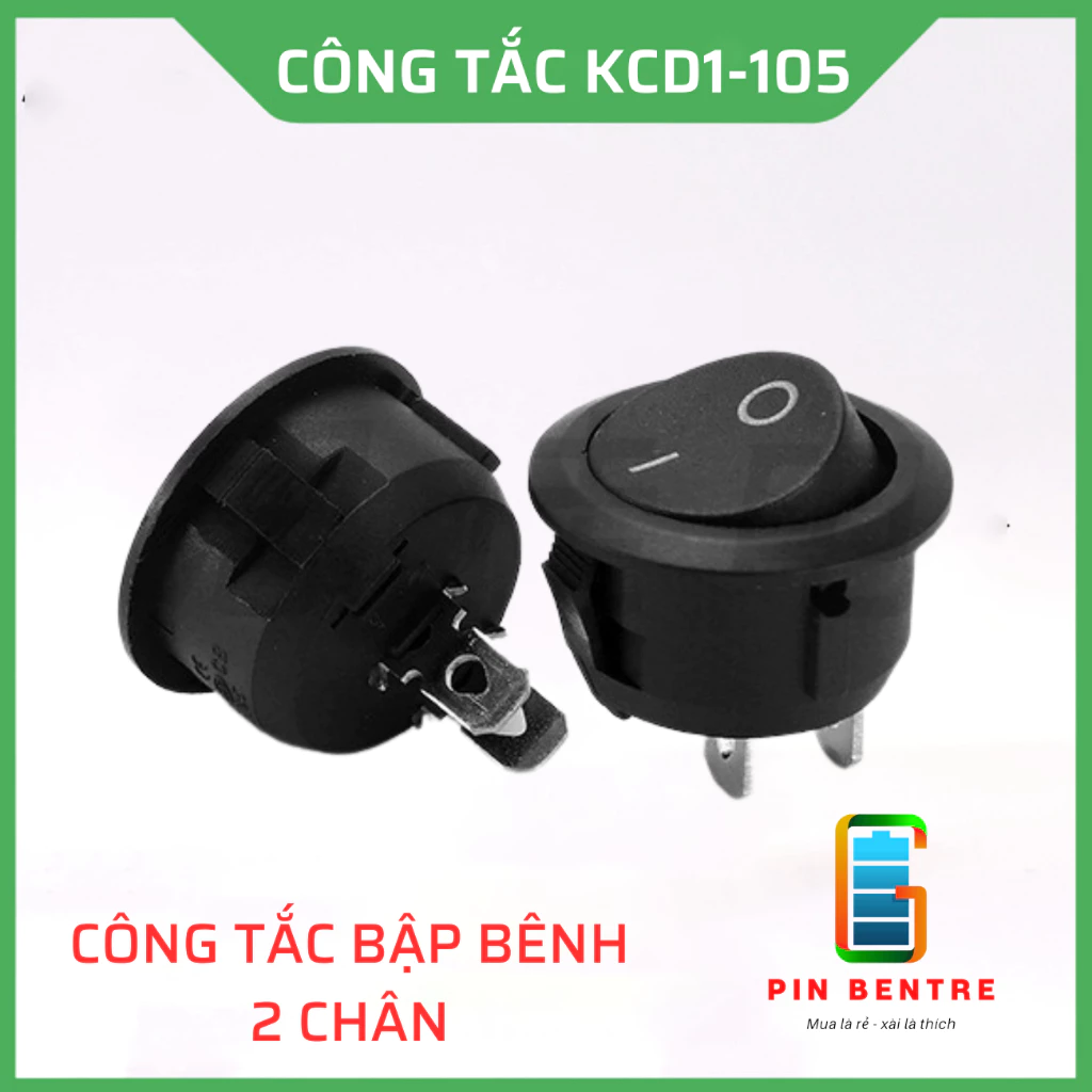 Công tắc bập bênh 2 chân KCD1-105 - 10Ampe lổ khoan 20mm [PBT247]