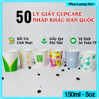 50 Cốc giấy cupcake 5oz - 150ml ly giấy NHẬP KHẨU HÀN QUỐC