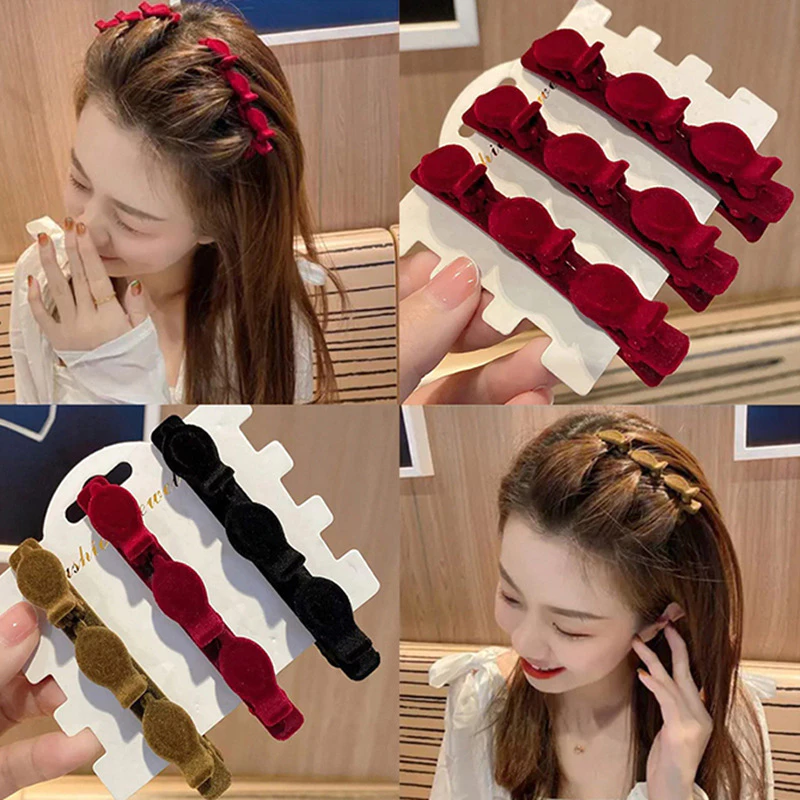 Kẹp Tóc Nơ Vải Nhung Bện Tóc Mái Kiểu Mới Phong Cách Hàn Quốc Xinh Xắn Cho Nữ - SallyShop