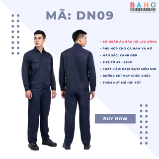 BỘ ĐỒ BẢO HỘ LAO ĐỘNG MÀU XANH ĐEN VẢI BỀN ĐẸP GIÁ RẺ DÀNH CHO CÔNG NHÂN, KỸ SƯ XÂY DỰNG CÁC NGÀNH NGHỀ DN09