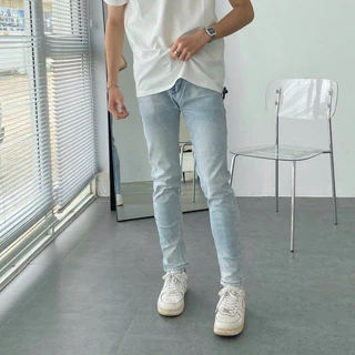 Quần jean nam xanh nhạt trơn form skinny tôn dáng có co giãn 4 chiều ( mẫu mới của shop có bigsize)