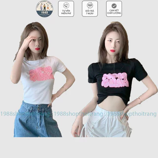 Áo Croptop Super, Áo Thun Dáng Croptop Ôm Tay Ngắn Chất Cotton Siêu Xinh