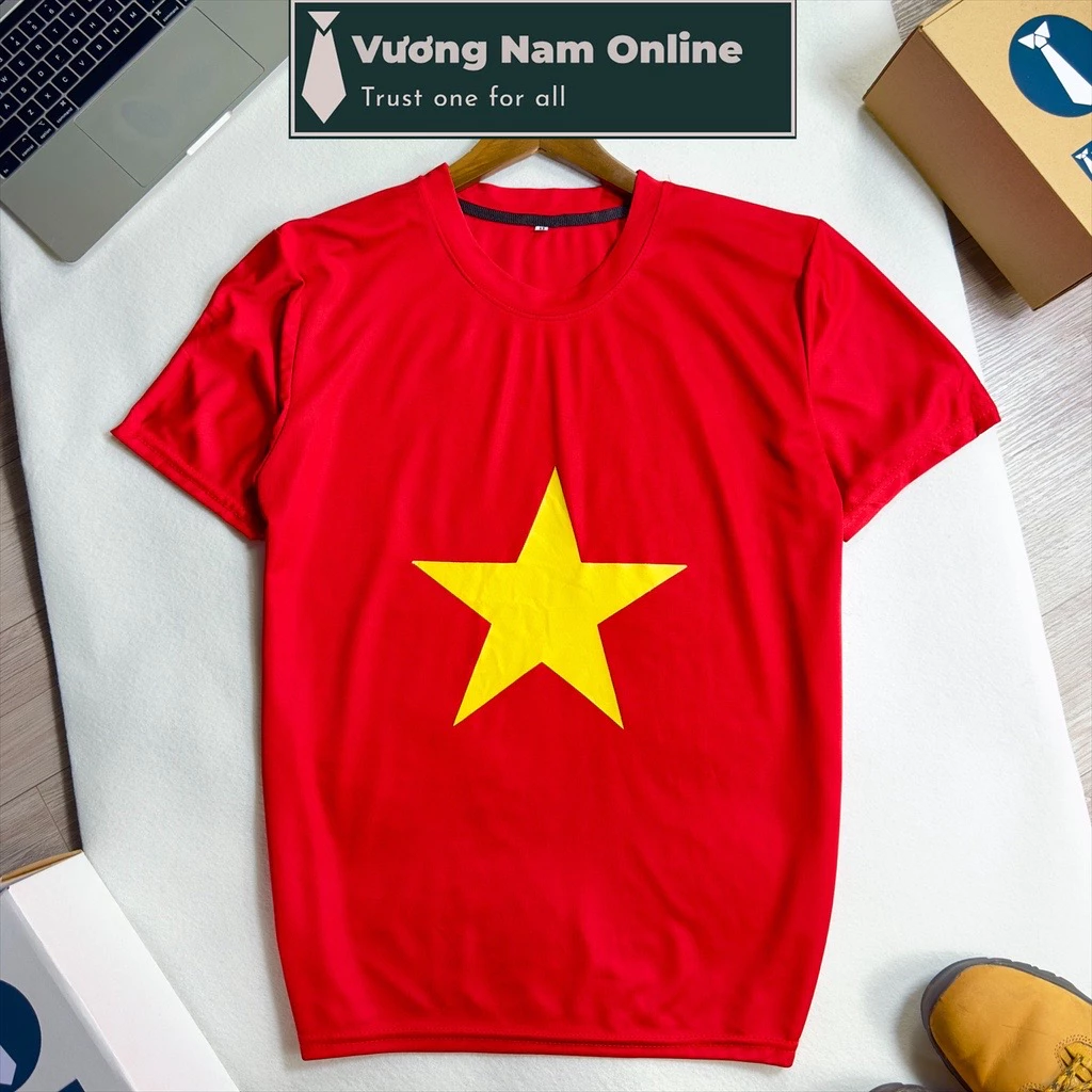 Áo thun cờ đỏ sao vàng VIỆT NAM trẻ em và người lớn hàng xưởng sỉ tay ngắn cổ tròn tiêu chuẩn VNO106