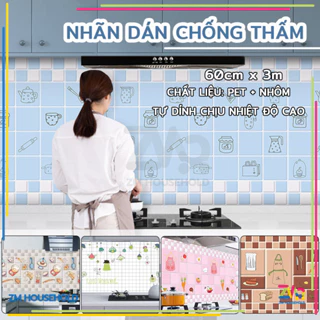 Giấy dán bếp tráng nhôm, decal dán bếp hàng cao cấp, cách nhiệt, dễ lau chùi 3 mét,Giấy dán bếp chống dầu mỡ tấm