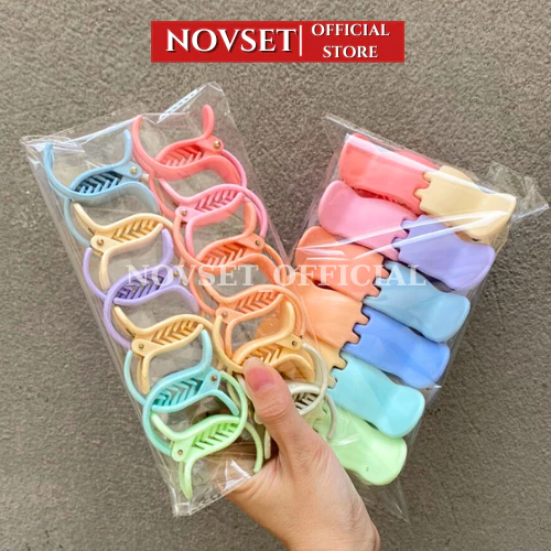 Kẹp càng cua ĐẦU BẦU nhám 12 màu pastel NOVSET cặp tóc nhám phong cách hàn quốc [set 12cái ]