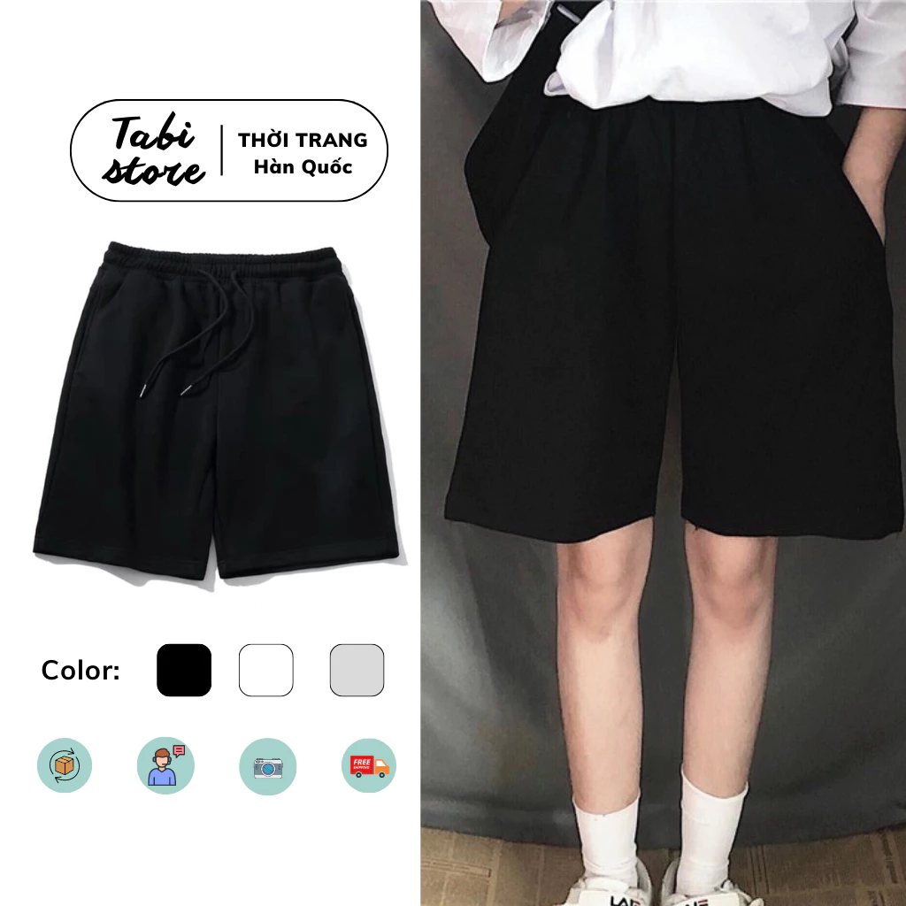 Quẩn Short Cạp Chun Cotton TABI Kiểu Trơn Basic Phong Cách Thể Thao MODA