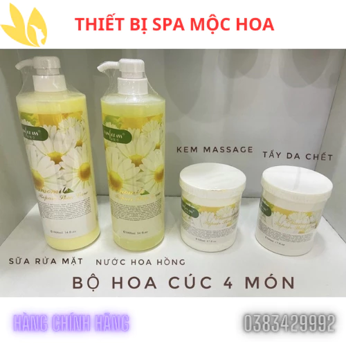 Bộ Chăm Sóc Da Mặt Hoa Cúc Gồm: Kem Massage Sữa Rửa Mặt Nước Hoa Hồng Tẩy Da Chết Dùng Trong Spa Và Cá Nhân