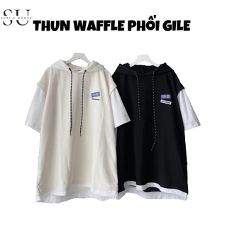 [ẢNH THẬT] Áo Thun Gile Phối Nón TAG TREND 5 Dây Rút Sọc Form Rộng Unisex Nam Nữ - Sutis House