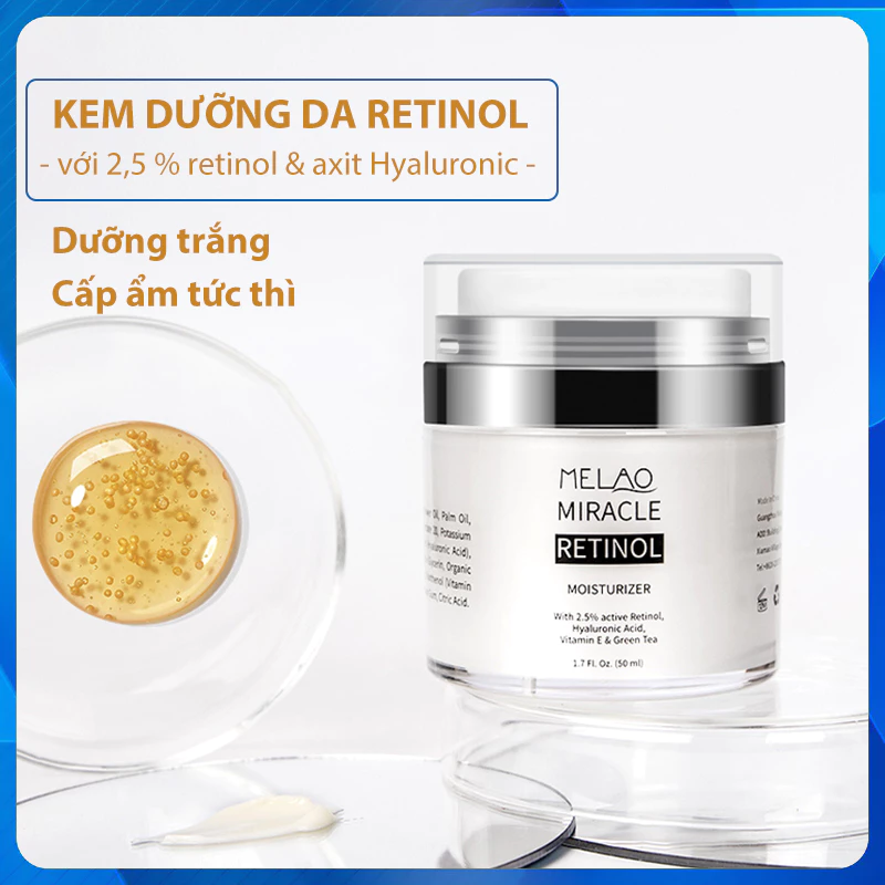 Kem dưỡng trắng da 2,5% retinol MELAO giúp cấp ẩm sáng da hạn chế nếp nhăn ngăn ngừa lão hóa