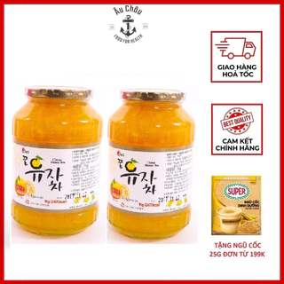 CHÍNH HÃNG COMBO 2 HỦ MẬT ONG CHANH ĐÀO HÀN QUỐC GAVO 1KG NGUYÊN CHẤT NẮP VÀNG DATE MỚI- ÂU CHÂU SHOP