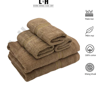 Khăn Tắm Gội Đầu Lau Mặt SET Dùng Cho Gia Đình Spa Khách Sạn 100% Cotton Thấm Hút Không Ra Màu