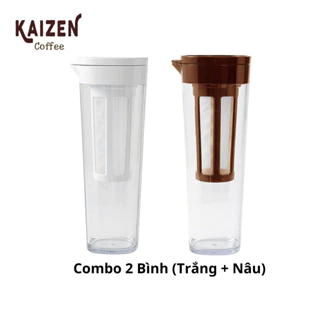 [hàng sẵn] Combo 2 Bình pha cafe COLD BREW (Nâu + Trắng) nhựa nguyên sinh ABS 1.1L - Kaizen Coffee