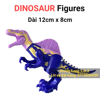 Khủng Long Spinosaurus Tím Hãng Lele con dài 12cm x cao 8cm