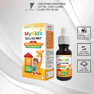 Siro Mykids D3&K2 MK7-Giúp bổ sung vitamin D3,K2 cho cơ thể, hỗ trợ tăng cường hấp thu canxi vào xương-Lọ 1 chai 20ml