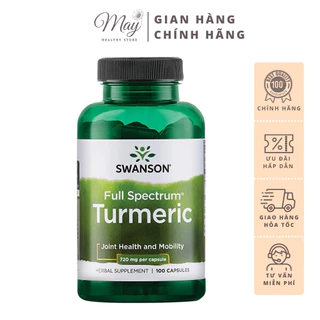 Viên Uống Swanson Turmeric 720mg Tinh Chất Nghệ, Hỗ Trợ Hệ Tiêu Hóa (100 Viên/Lọ)