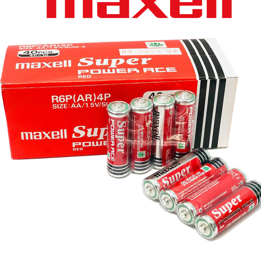 Pin AA ( 2A )Maxell ( pin tiểu ) carbon Siêu Bền R6P (Đỏ) Maxell Super Power Ace - Vỉ 4 Viên