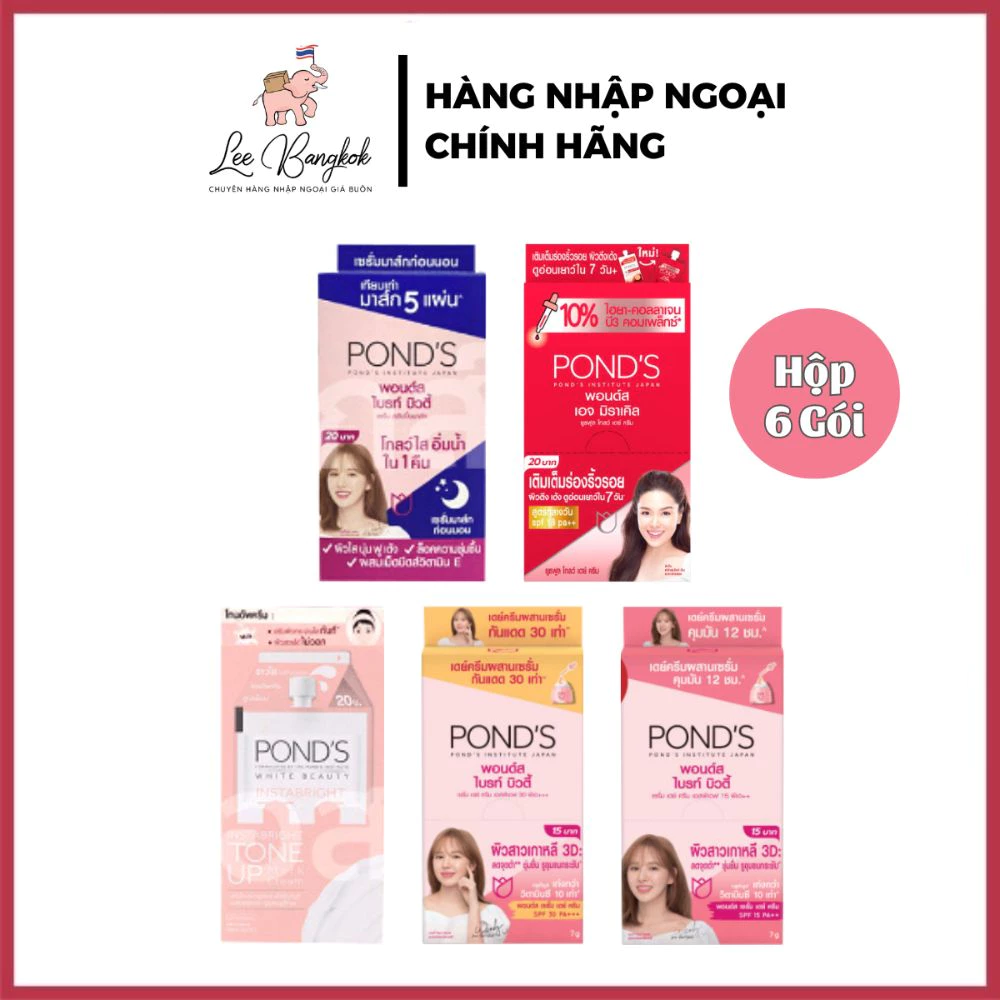 [Mẫu Mới] Hộp 6 Gói Kem Dưỡng Trắng Sáng Da Mặt, Chống Nắng Ponds / Pond's Bright Beauty Face Thái Lan Nội Địa 7g