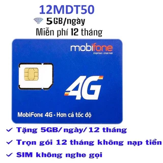 Sim Mobifone trọn gói  1 năm không giới hạn lưu lượng MDT250A 12MDT50 12MAX90 - Truy Cập Thả Ga Giá Cực Rẻ