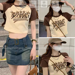 Áo Croptop BEERBRO, Áo Thun Croptop Ôm Tay Ngắn Chất Cotton Siêu Xinh